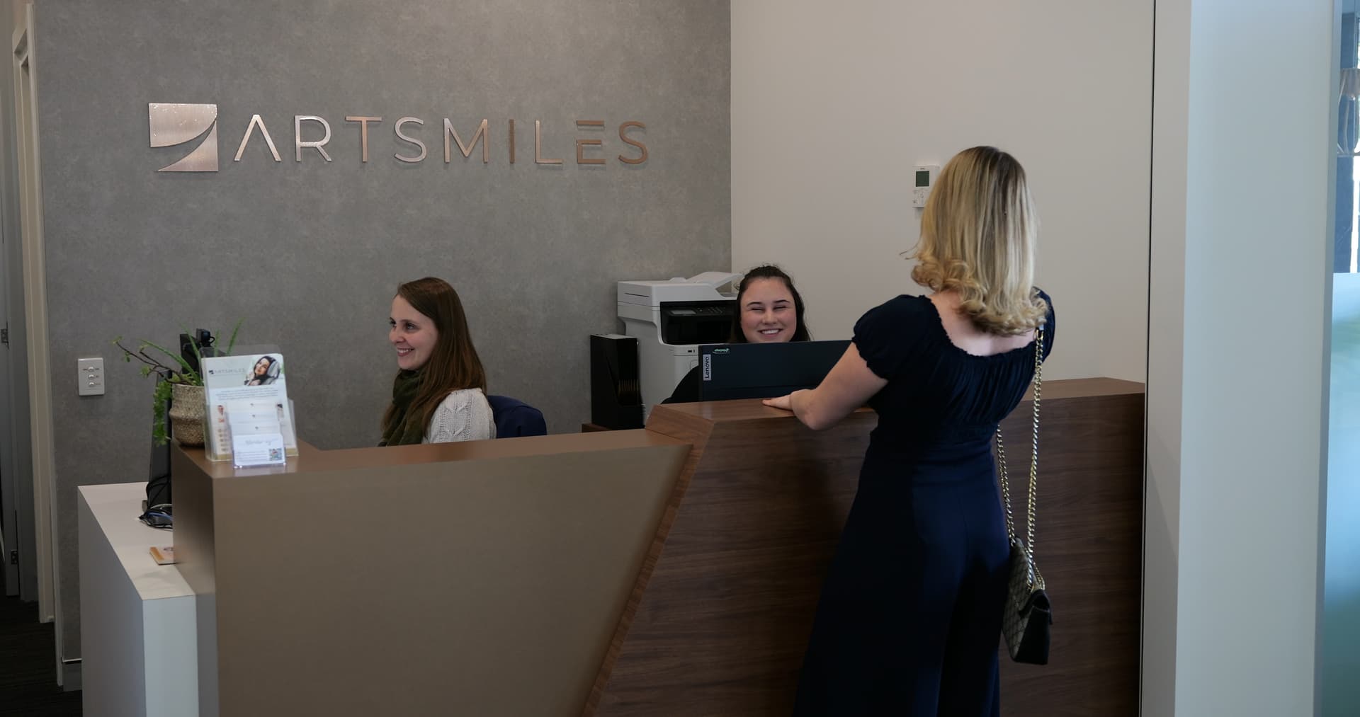 ArtSmiles dental clinic reception in Southport, Gold Coast, offering cosmetic, implant, periodontal and general dentistry